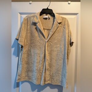 ASOS Beige Short Sleeve Terry Button-Up Shirt
